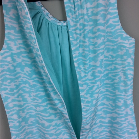 Vineyard Vines Silk Blend Braided Neckline Wave Print Shift Dress Size 10 - Picture 7 of 7